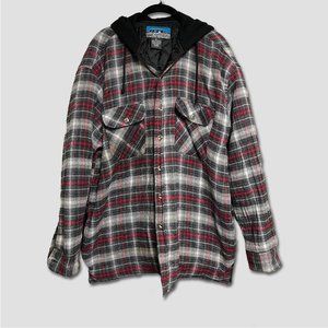 Bay Trading Co. Men's Insulated Plaid Jacket - Red & White w/ Black Hood